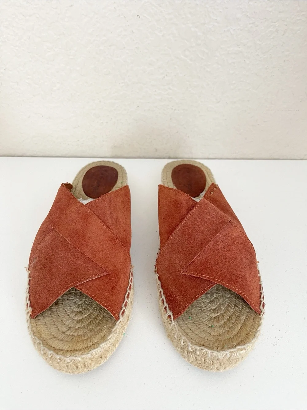 Free People Tuscan Suede Crossover Espadrille Slide Sandals - Rust